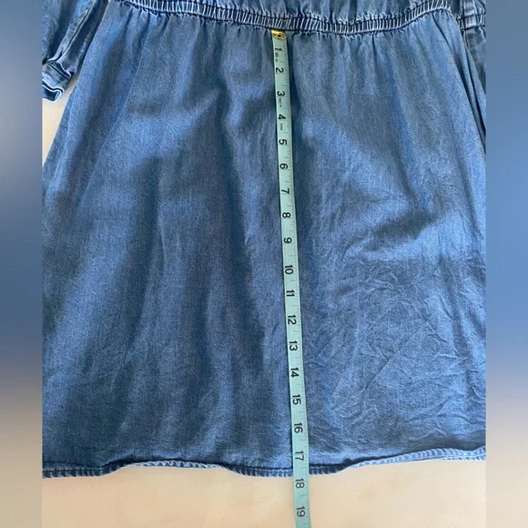 White House Black Market chambray off shoulder dress 3/4 sleeve. 100% lyocell - Picture 8 of 9